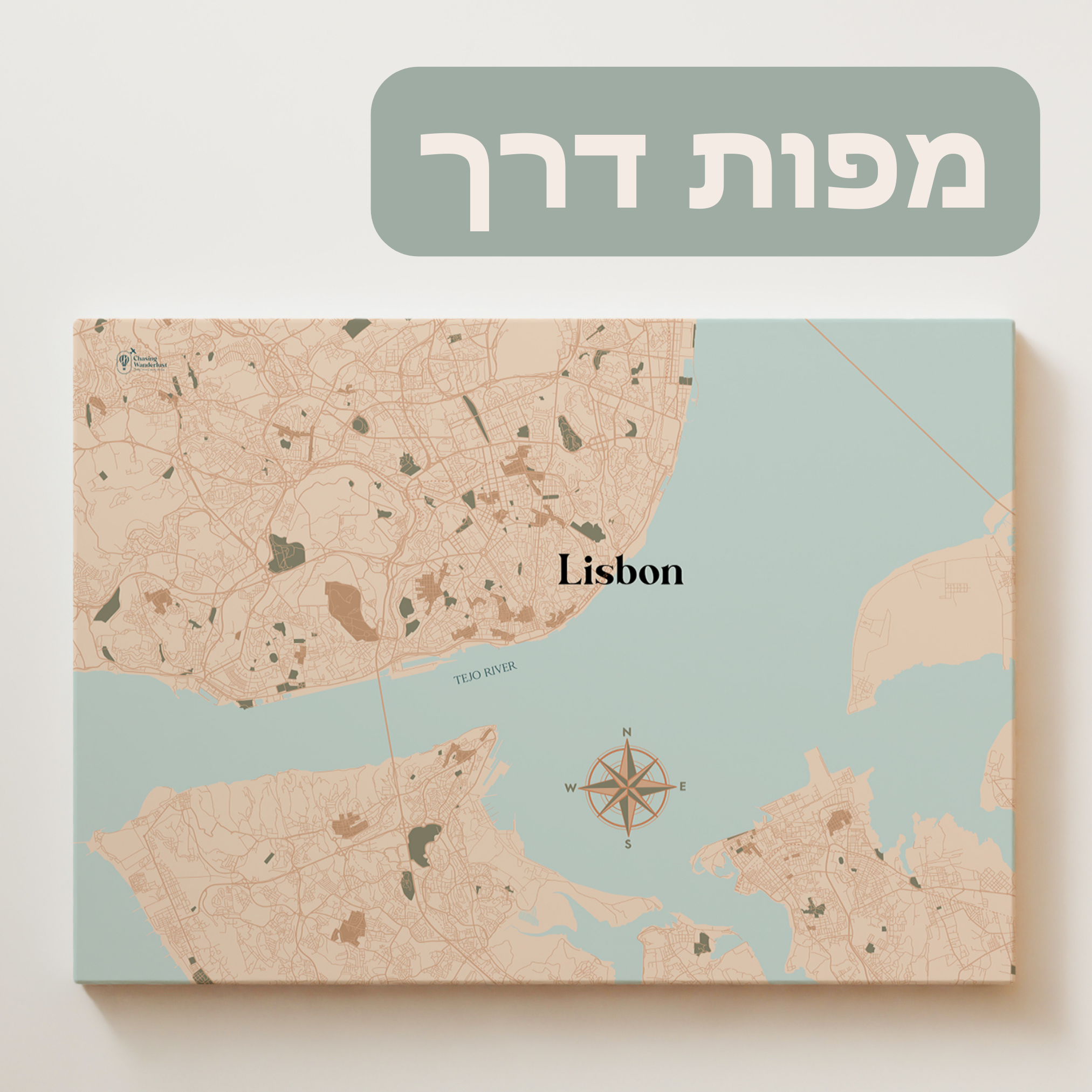 מפות דרך על קנבס – ערים ואיקונים בסגנון מפות גוגל בעיצוב אומנותי