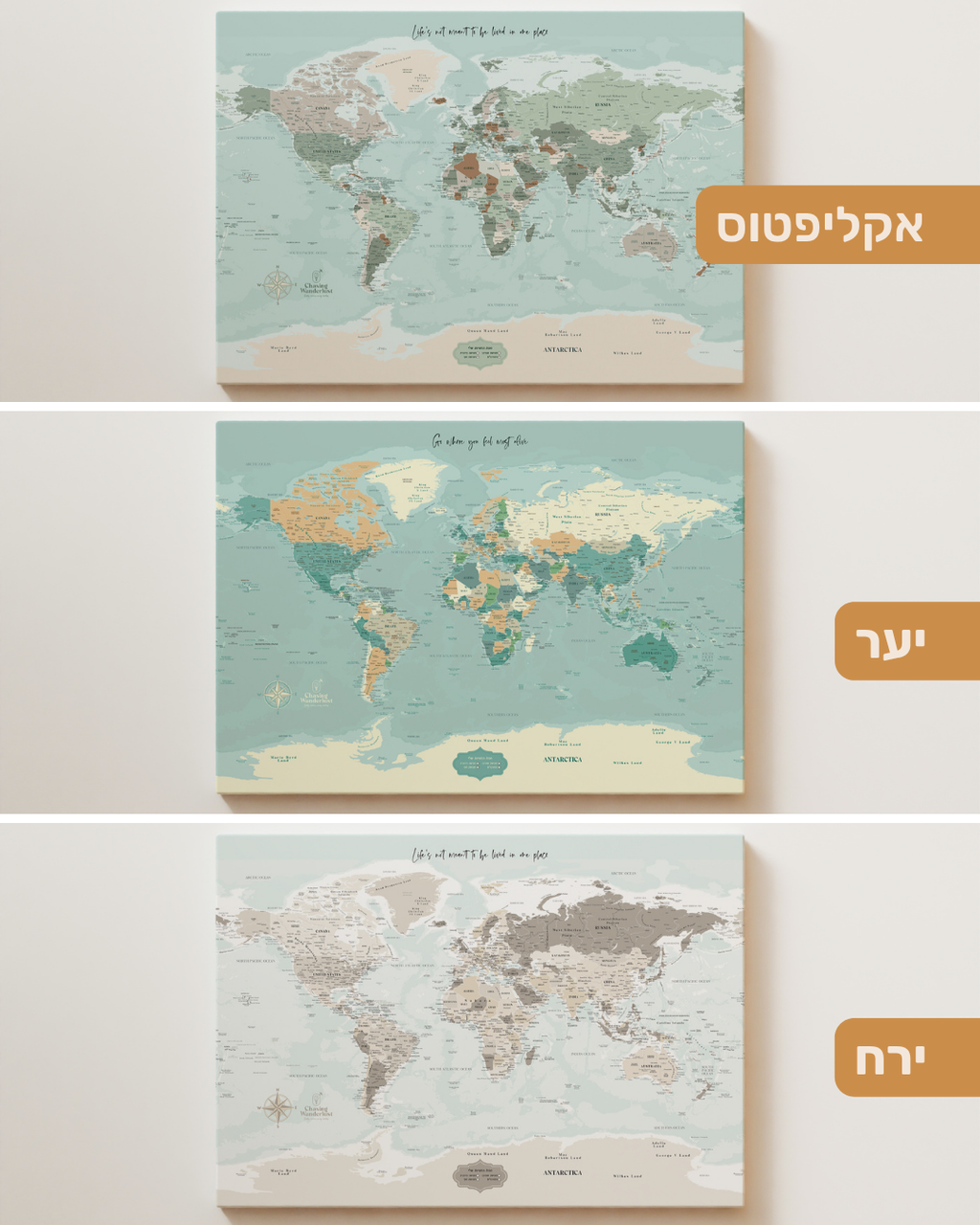 מפת עולם חוויות עם נעצים