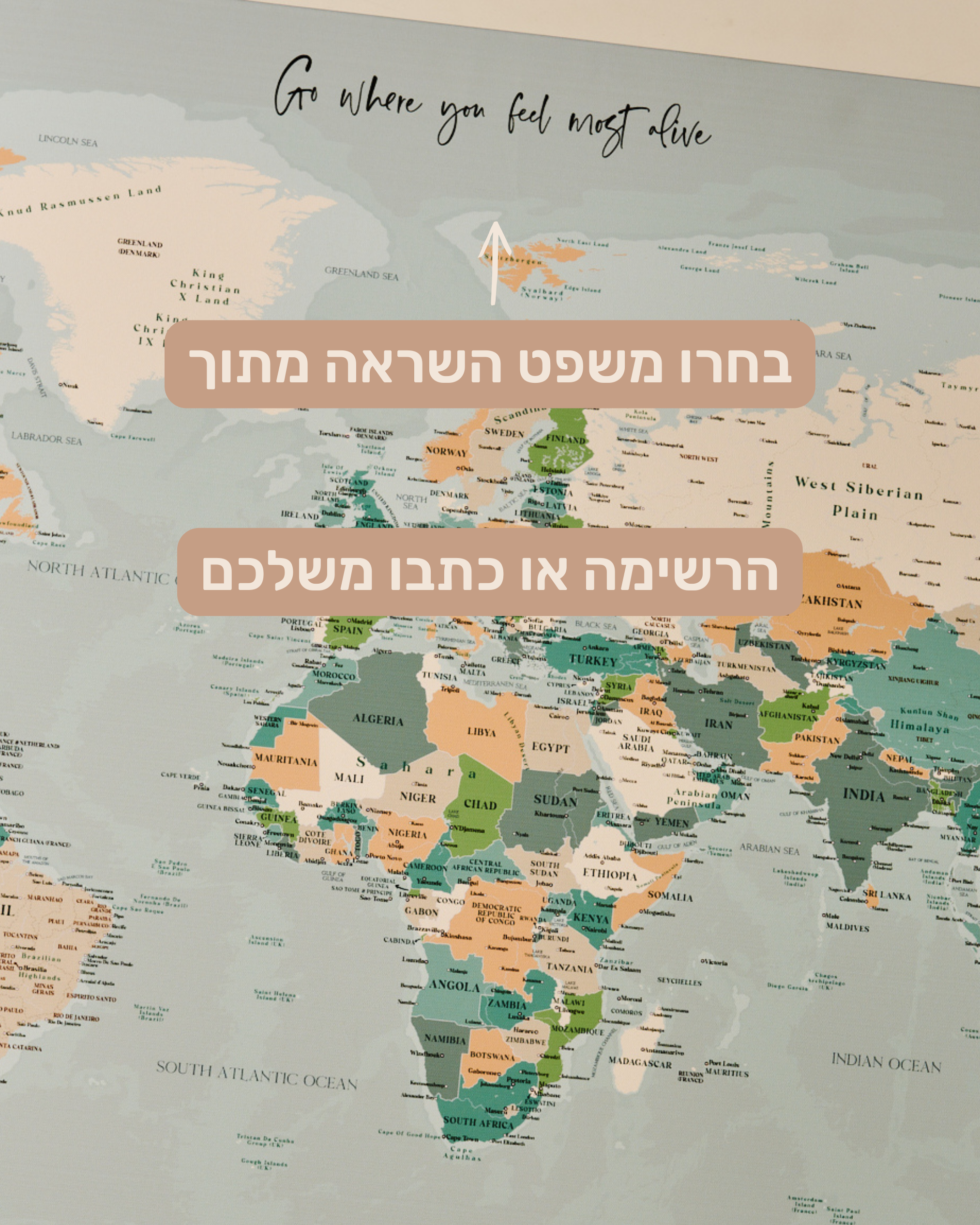 מפת עולם יחיד ננעצת