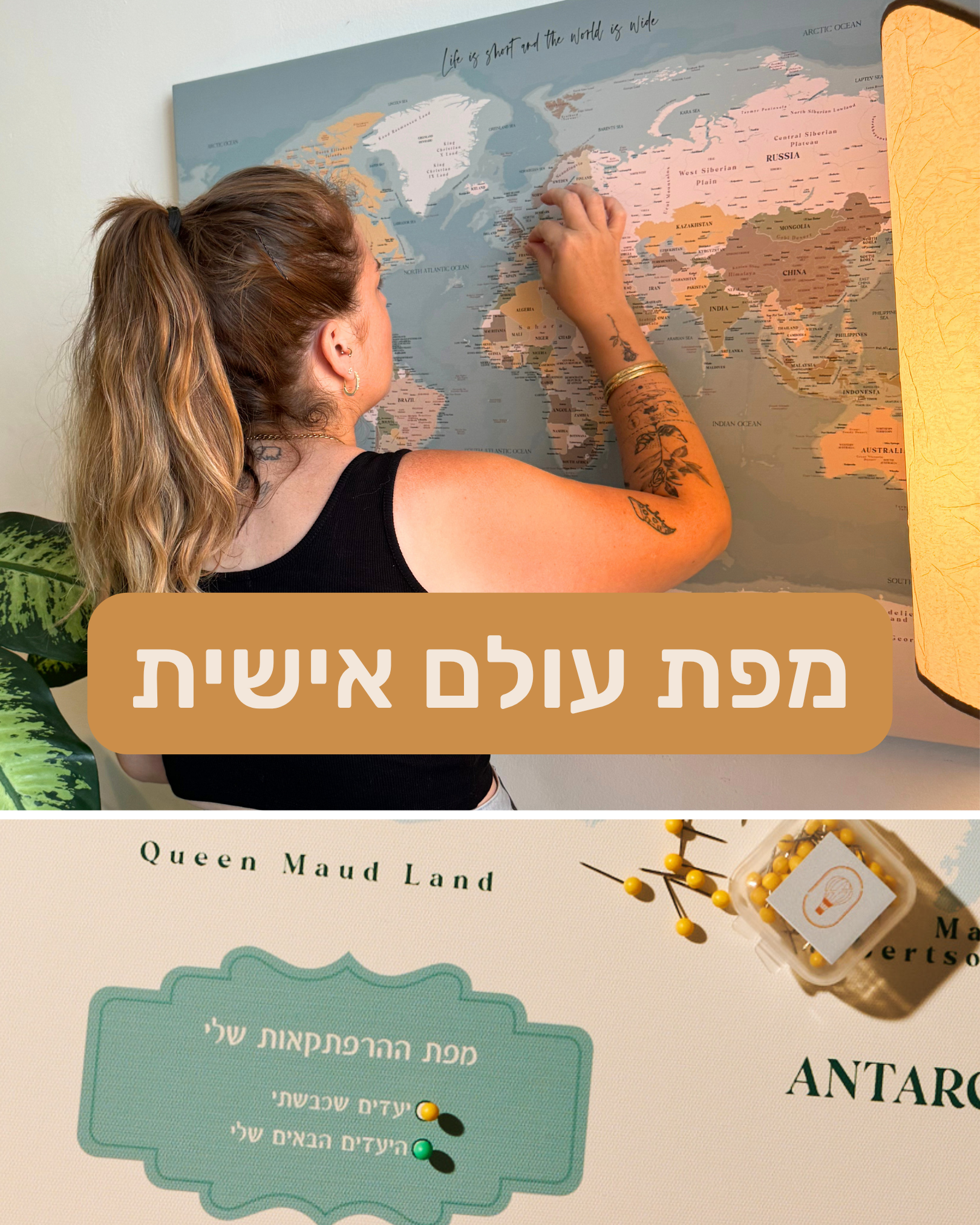 מפת עולם יחיד ננעצת