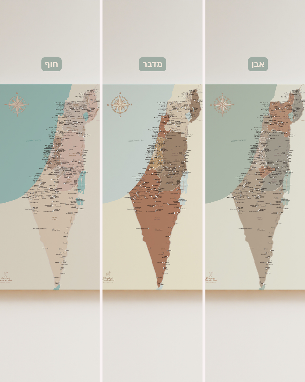 מפת ארץ ישראל ננעצת