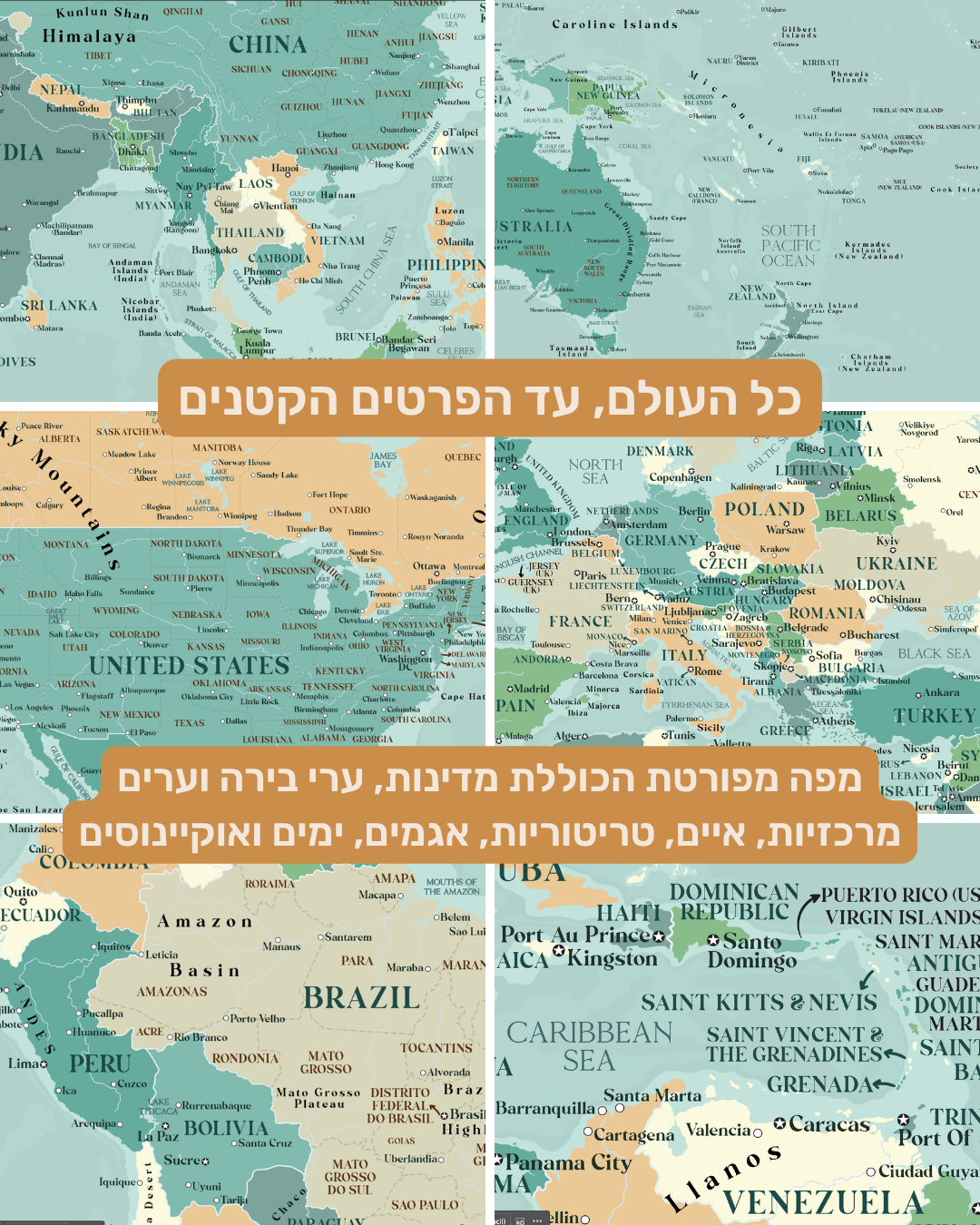 מפת עולם יחיד עם נעצים